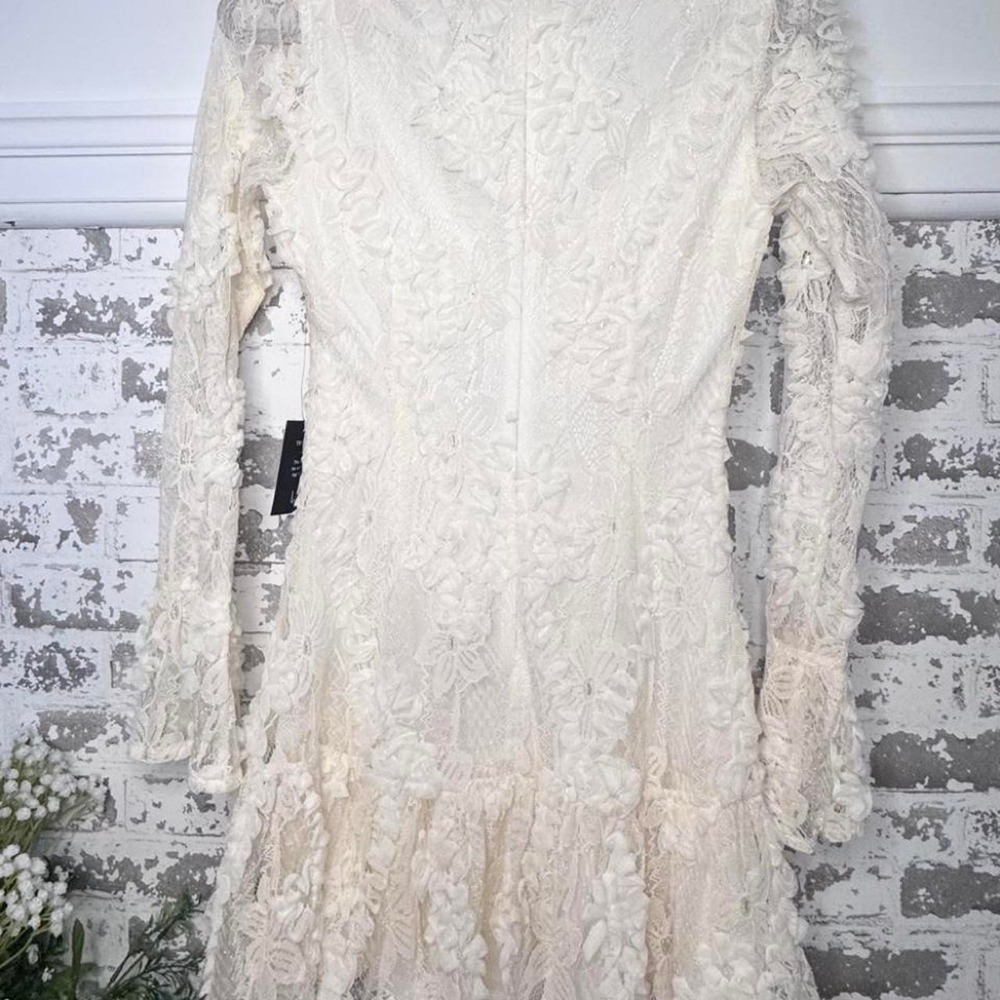Lulus White Lace Mini Dress with Floral Embroidery Cream lace dress - Picture 2 of 7